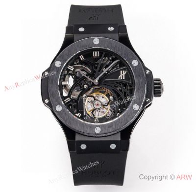 Swiss Super Clone Hublot Tourbillon Big Bang So Black 44 Watch Ceramic Case